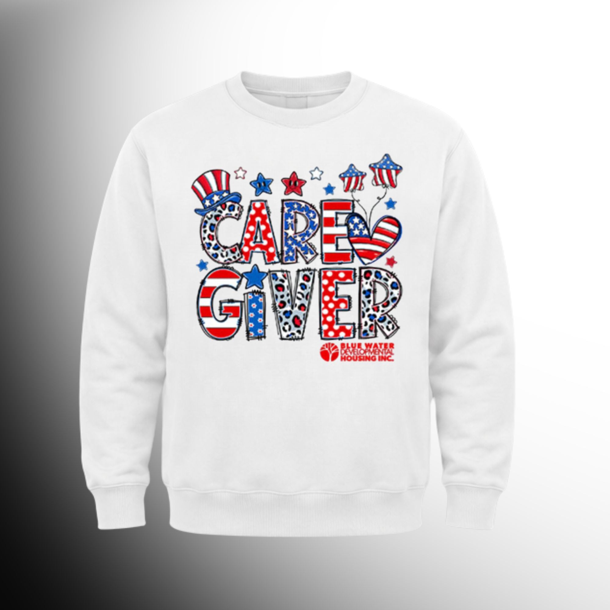#46 Red White Blue Caregiver Crew Neck Sweat Shirt