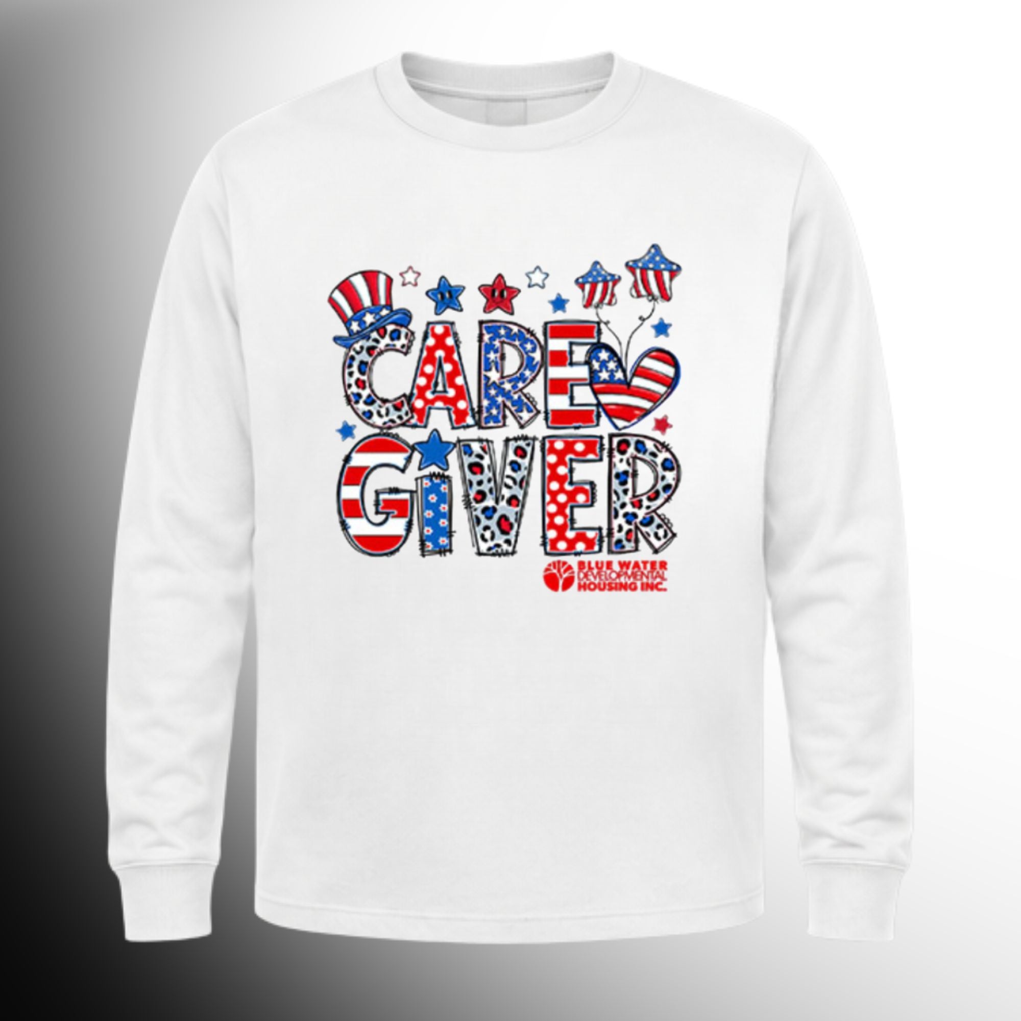 #46 Red White Blue Caregiver Long Sleeve T-Shirt